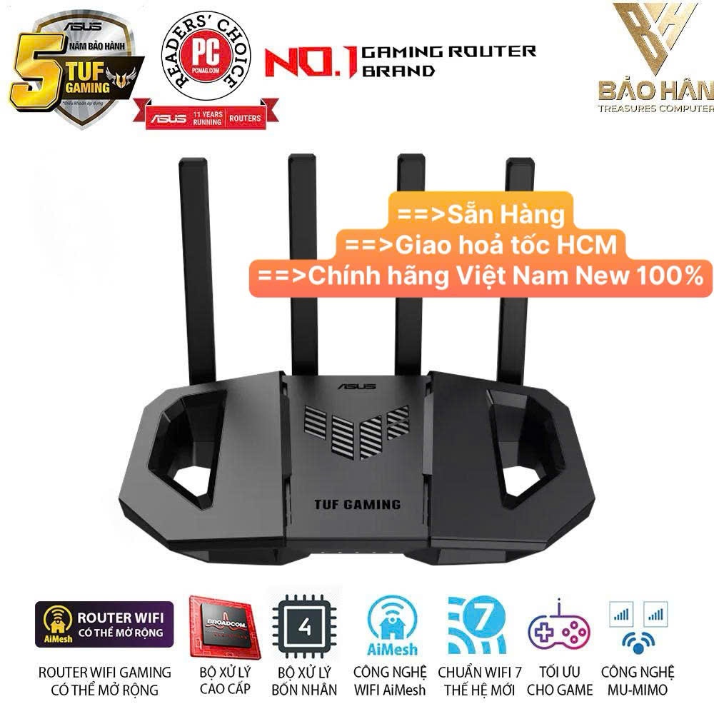 Router Phát WIFI7 Asus TUF-BE3600 V2, MESH WI-FI7 Mở Rộng (802.11be), 2 Băng Tần chuẩn BE3600 - Hàng