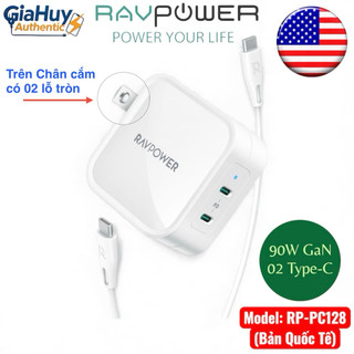 [Bản Quốc Tế] Củ sạc nhanh RAVPOWER RP-PC128 PD 90W 2C