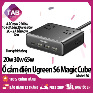  Trạm Sạc Ugreen S6 Magic Cube 20w 65w 2500w 8 in 1  1C+3A+4AC   2C+2A+4AC  - Bảo Hành 12 Tháng 