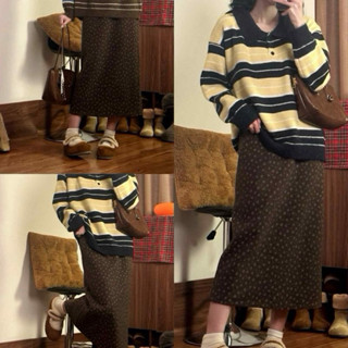  Chân váy dạ HOA NHÍ cạp cao dáng dài chữ A xẻ tà sau phong cách vintage nhẹ nhàng-Dành Cho Nữ 