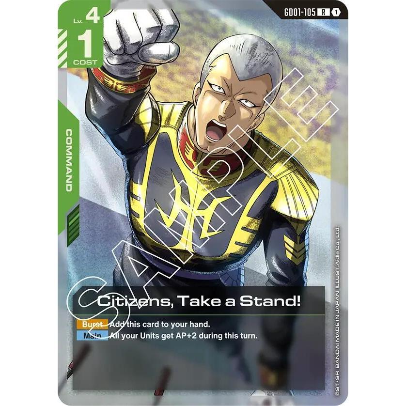 Thẻ Bài Gundam Mã GD01-105 - Citizens, Take a Stand - Command - Rare