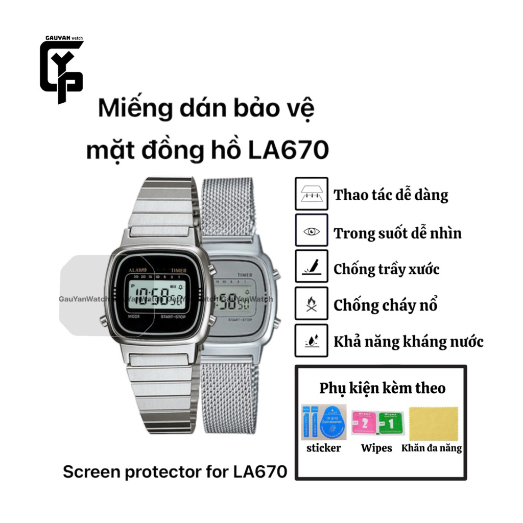 Miếng dán bảo vệ màn hình đồng hồ dành cho các mẫu LA670