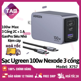  Sạc UGREEN 100W Nexode GaN Pro 3 Cổng 2C1A X757 - Bảo Hành 12 Tháng 