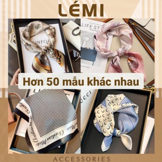 Khăn lụa vuông 70x70 Khăn Turban Badana 50 Mẫu quàng cổ buộc tóc nữ thời trang công sở đa dụng lụa cao cấp Lémi