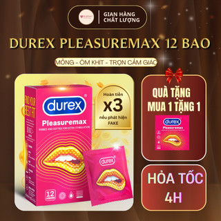  Bao Cao Su Durex Pleasuremax Gân Gai – Tăng Khoái Cảm – Size 56mm – Hộp 12 Chiếc – Hàng Chính Hãng 
