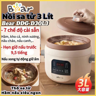 Nồi nấu chậm Bear DDG-D30L3 lõi sa tử 3L chuyên ninh hầm kho với 7 chế độ nấu sẵn hẹn giờ nấu trước