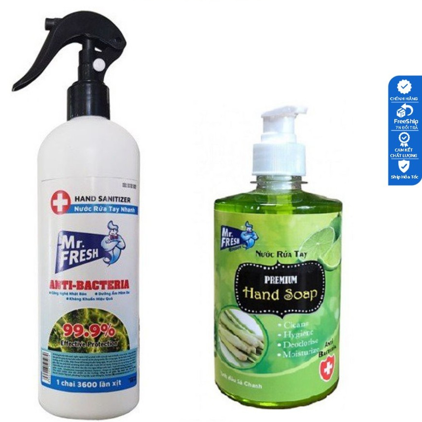 Xịt kháng khuẩn rửa tay đồ dùng đa năng Mr.Fresh 500ml- Tặng chai nước rửa tay Mr Fresh 500ml