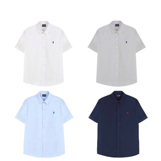   Mở Bán  Áo Sơ Mi Cộc Tay Oxford Cotton Form Regular Cổ Bẻ Thêu Trái Tim Mát Mẻ Thấm Hút Mồ Hôi 