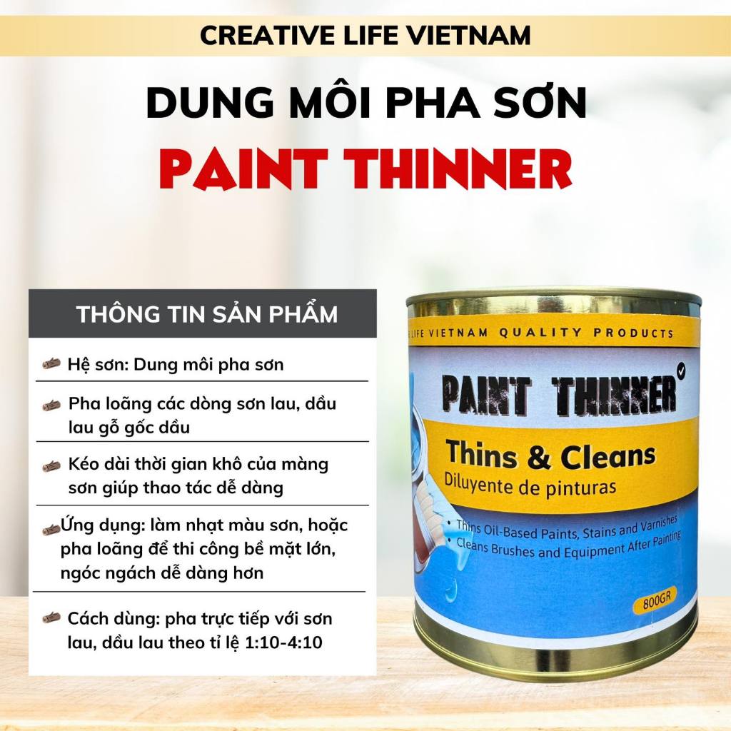 Dung môi cho sơn gốc dầu Paint Thinner (800g) - Creative Life Vietnam