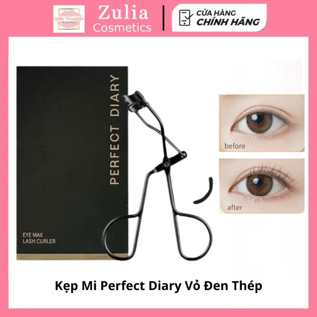 [PERFECT DIARY] Kẹp Mi Perfect Diary Vỏ Đen Thép Không Gỉ, Kèm Đệm Silicon Thay Thế