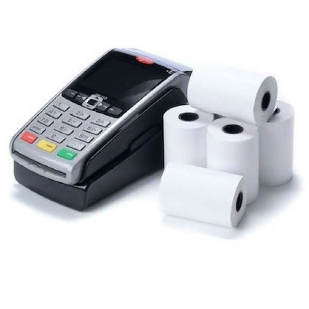 Giấy inbill k57x38mm in máy cà thẻ ngân hàng,máy pos cầm tay [ CUỘN LẺ  K57x38 ]