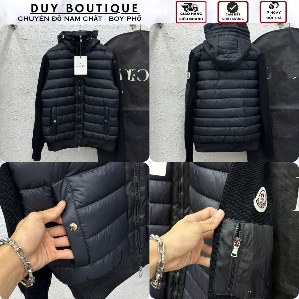 Áo Khoác MON Thân Phao Phối Tay Len Siêu Đẹp - Áo Khoác Có Mũ MON LIA Khoá Hàng Quảng Châu 2026