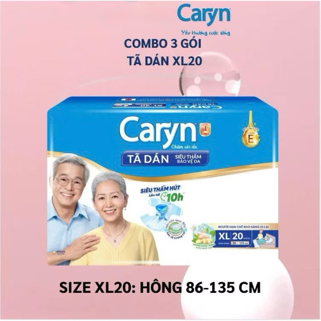 Tả dán/ bỉm Caryn dành cho người già size Xl 20 miếng/ gói