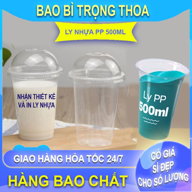 50 ly trơn pp 500ml + 50 nắp cầu Pet