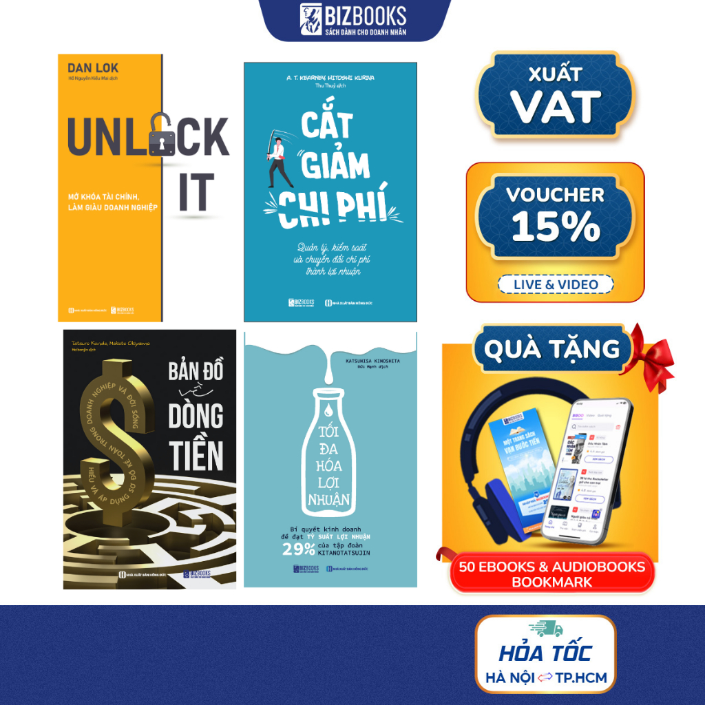 Combo 4 Cuốn Sách Bản Đồ Về Dòng Tiền, Cắt Giảm Chi Phí, Tối Đa Hoá Lợi Nhuận, Unlock it - Tài Chính