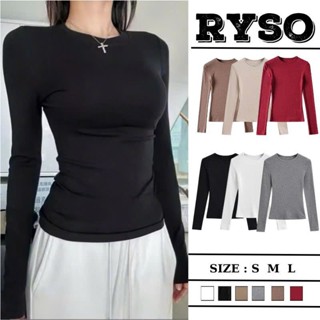  Áo Thun Tay Dài Cổ Tròn Trơn Basic Borip Lụa Mềm Mịn Dáng Dài Ôm Body Áo Tay Dài Nữ Giữ Nhiệt Siêu Co Giãn RYSO 