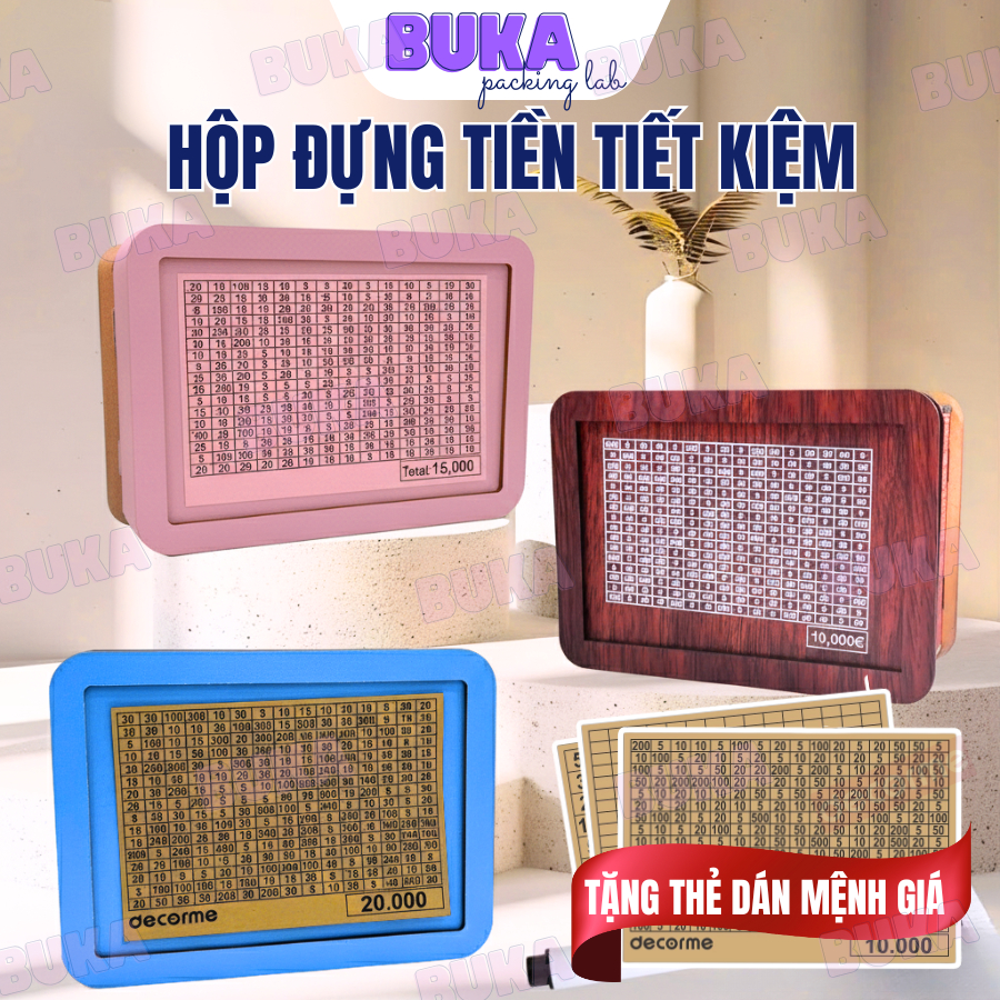 Hộp tiết kiệm bằng gỗ 100 ngày thử thách tiết kiệm đựng tiền lên kế hoạch tiết kiệm