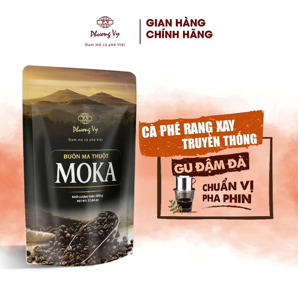 Cà Phê Truyền Thống Buôn Ma Thuột MoKa 500g, cafe đậm đà, sánh béo, Phương Vy Coffee