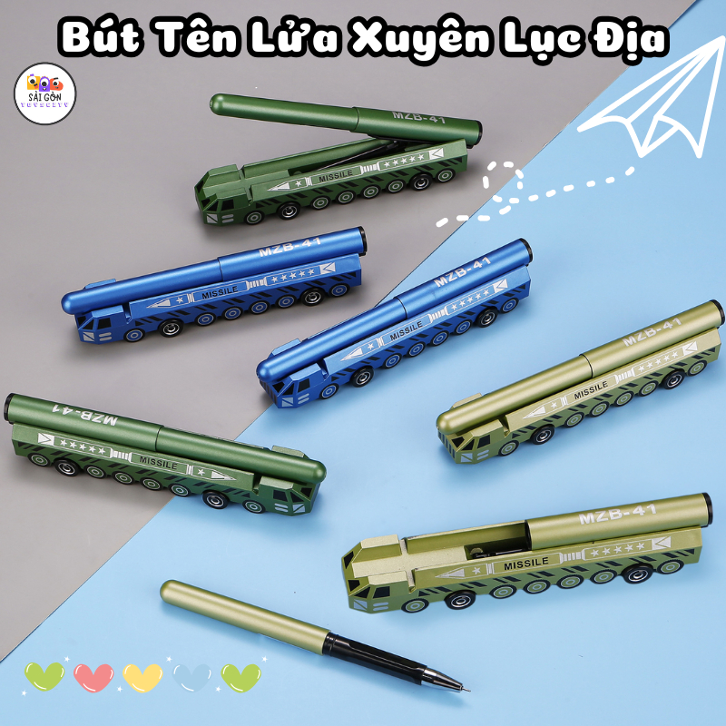 Bút Bi Hình Tên Lửa Xuyên Lục Địa – Thiết Kế Xe Tên Lửa Độc Lạ, Đồ Dùng Học Tập Sáng Tạo Cho Bé Trai