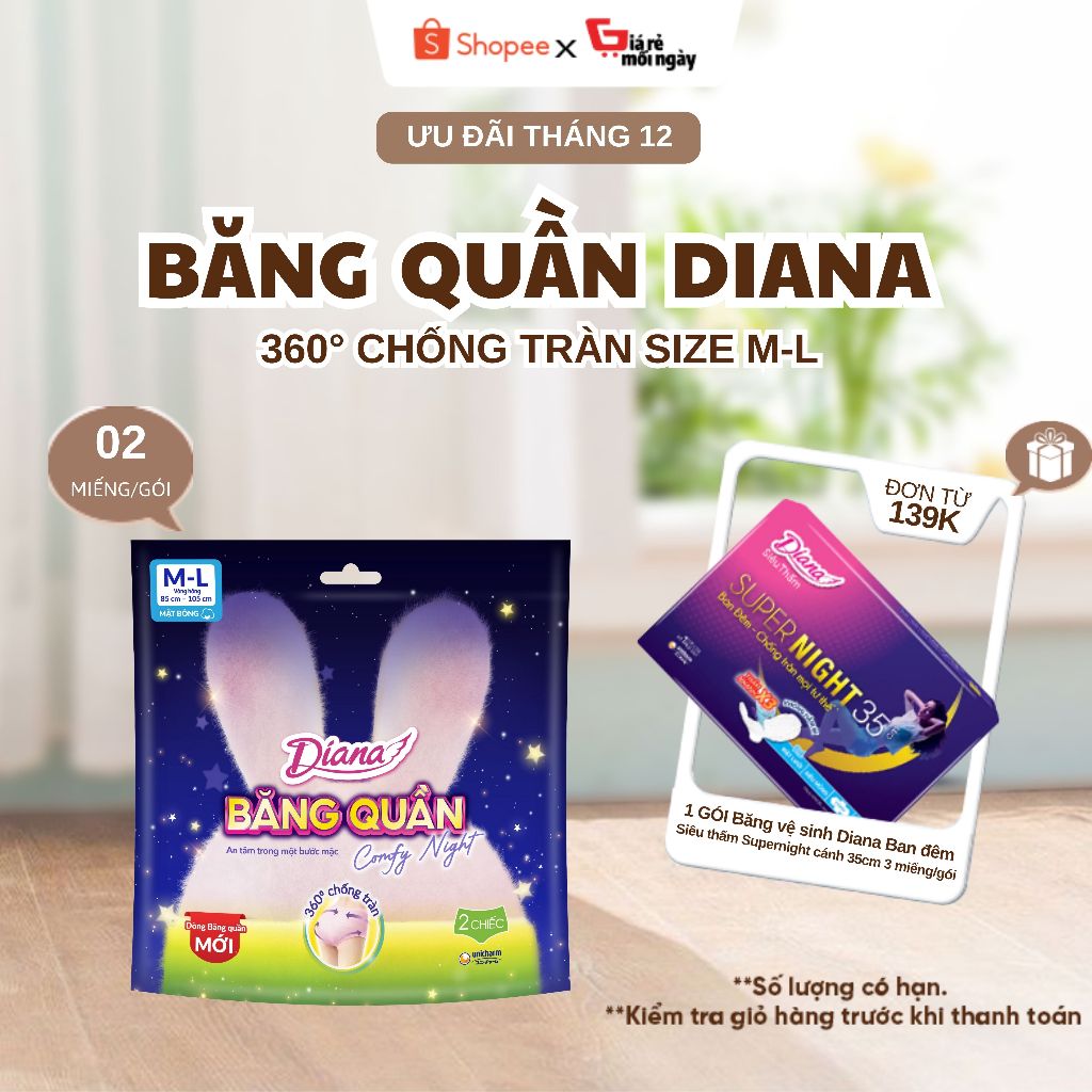 Băng Quần Diana Comfy Night Size ML 2 Gói/Miếng