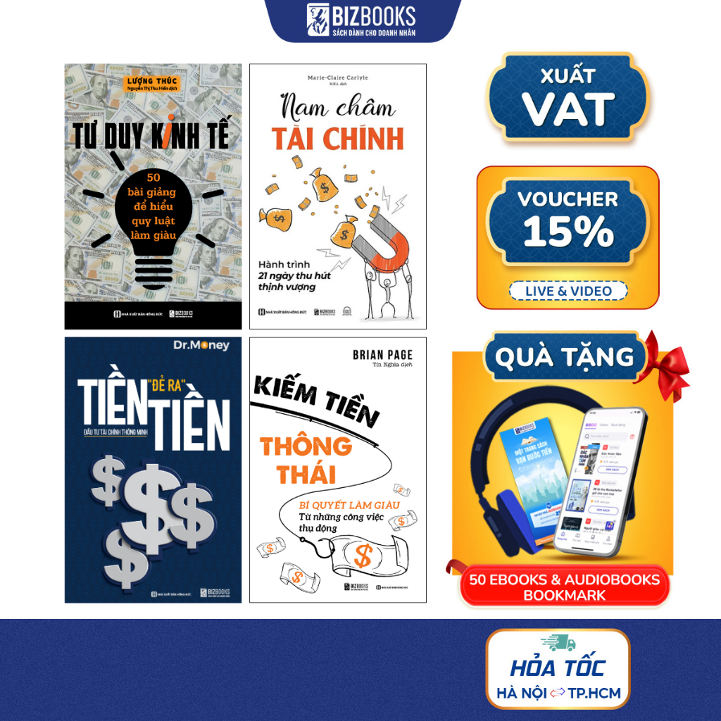 Bộ Sách Tiền Đẻ Ra Tiền, Tư Duy Kinh Tế, Nam Châm Tài Chính, Kiếm Tiền Thông Thái - Bizbooks
