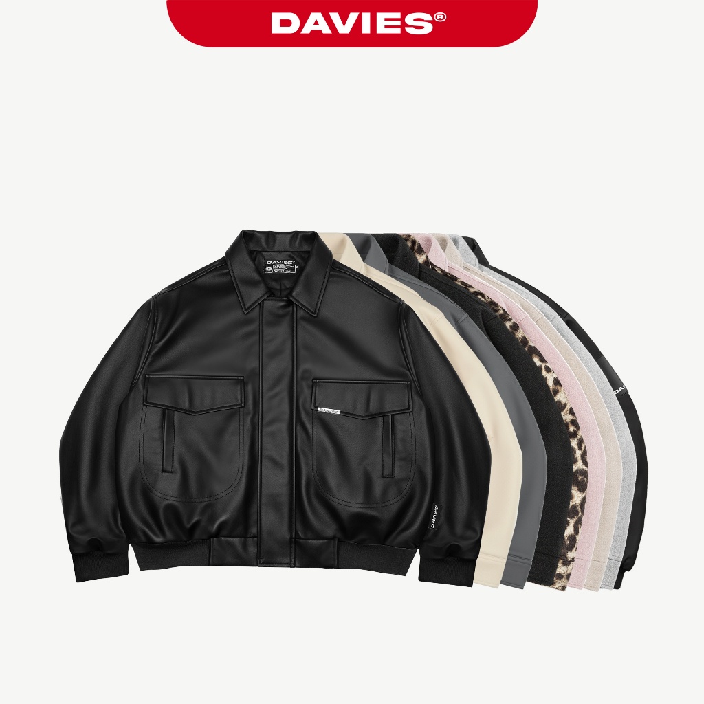 Áo khoác bomber croptop chống nước DAVIES local brand nam, nữ chất liệu da, dù, nỉ dạ basic Jacket Classy