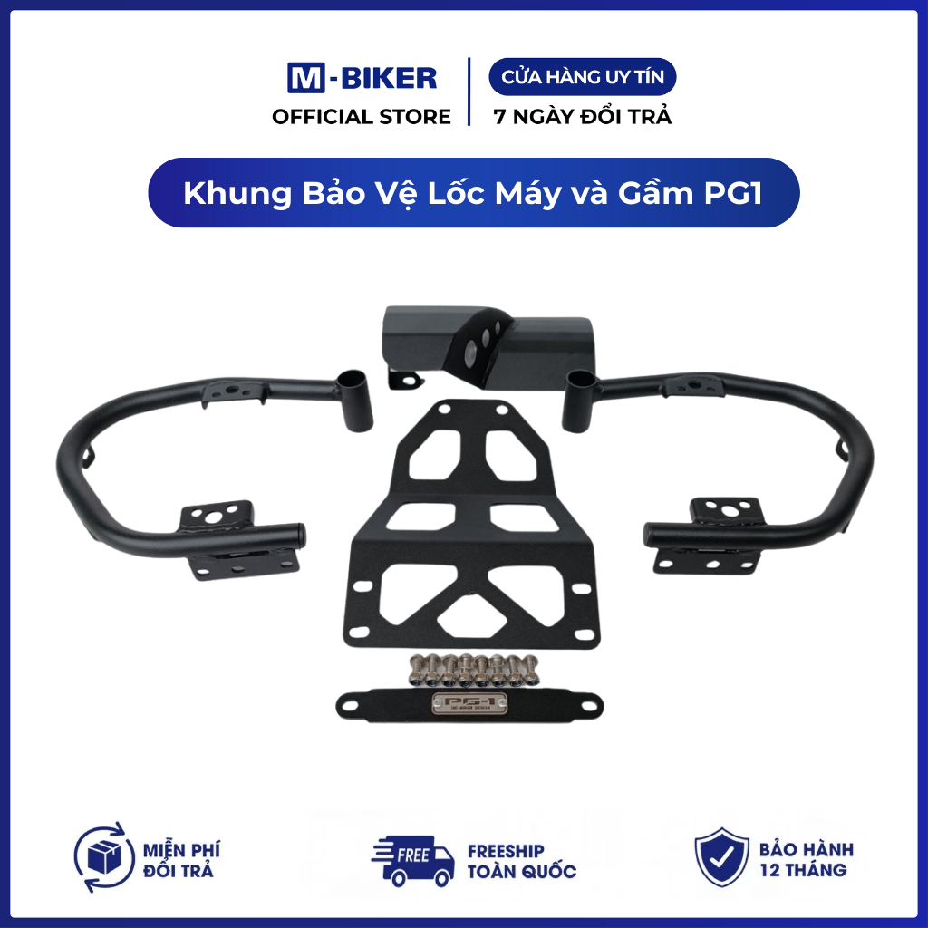 Bảo Vệ Lốc Máy PG1 và Gầm PG1 abs M-biker. Khung bảo vệ lốc máy và gầm Pg1 abs