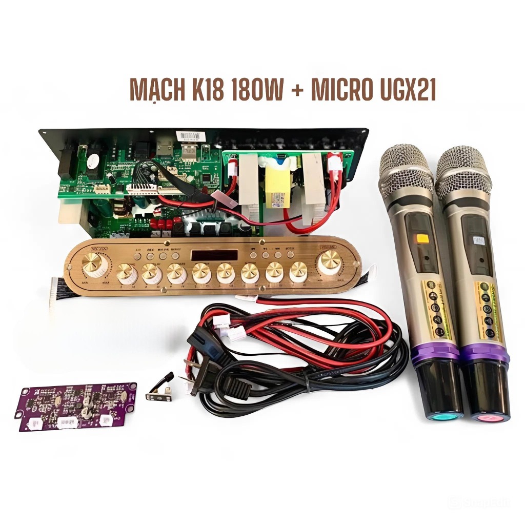 Mạch loa kéo K18 180w, 2 kênh stereo, loại cao cấp (nút trắng), công suất mạnh mẽ, bh 6 tháng, Micro