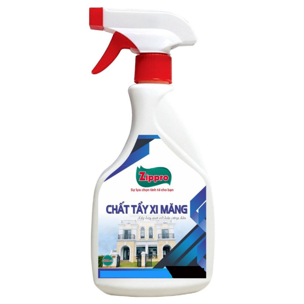 Dung Dịch Tẩy Xi Măng Nhôm Kính ZipPro 500ml làm sạch xi măng trên nhôm, kính, vách nhà tắm,  inox, 