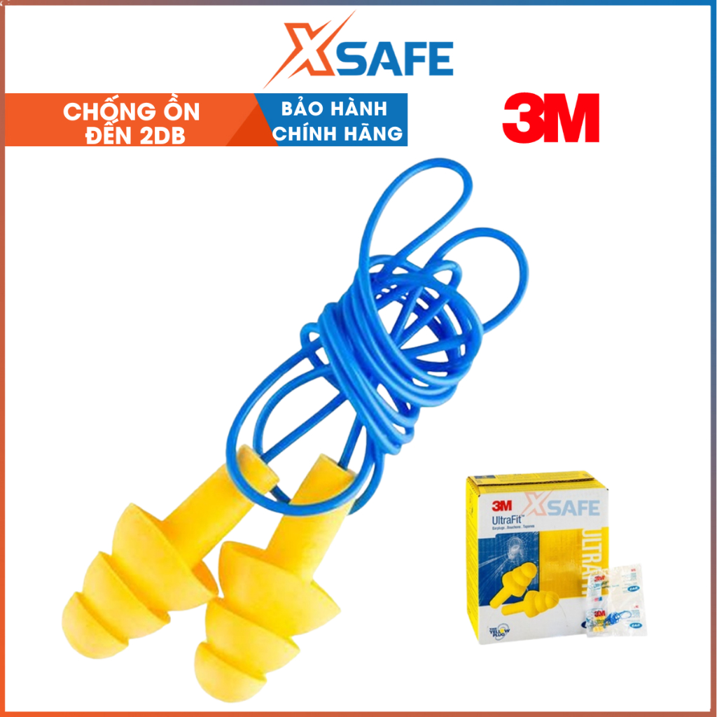 Nút tai chống ồn 3M Ultrafit 340-4004 thiết kế 3 tầng, cách âm, dây chống thất lạc, chống thấm nước