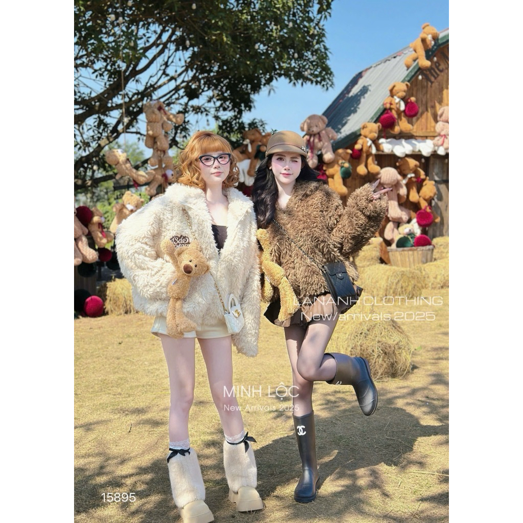 Áo Khoác Phao Lông Cừu Mũ 13De Marzo QC