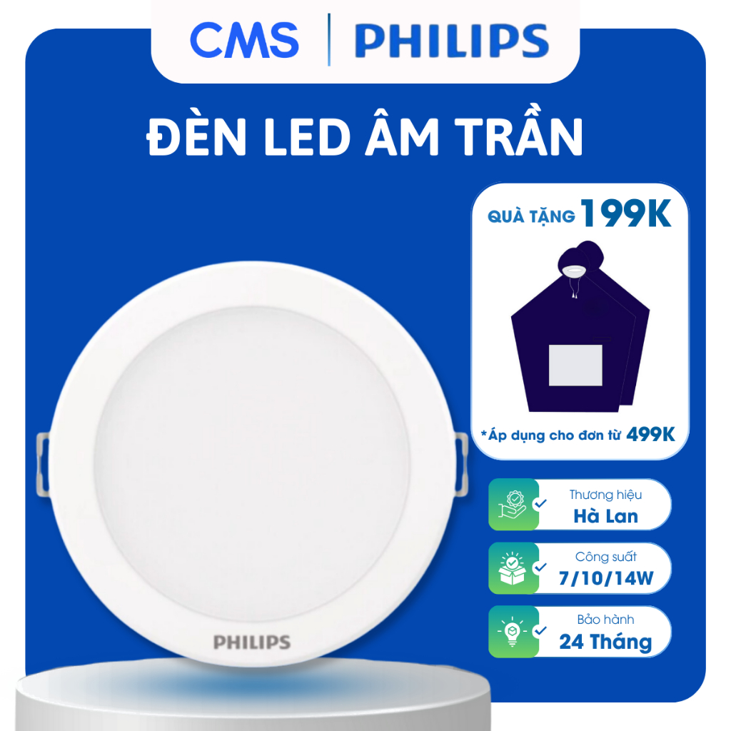 Đèn âm trần LED Philips DN027B G2, 7W, 10W, 22W, Độ sáng cao, Tiết kiệm điện, Bảo hành 2 Năm