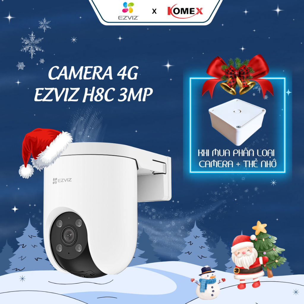 Camera Ngoài Trời Sim 4G EZVIZ H8C 4G 3MP 2K | Đàm Thoại 2 Chiều | Quay Màu Đêm | Cảnh Báo Âm Thanh