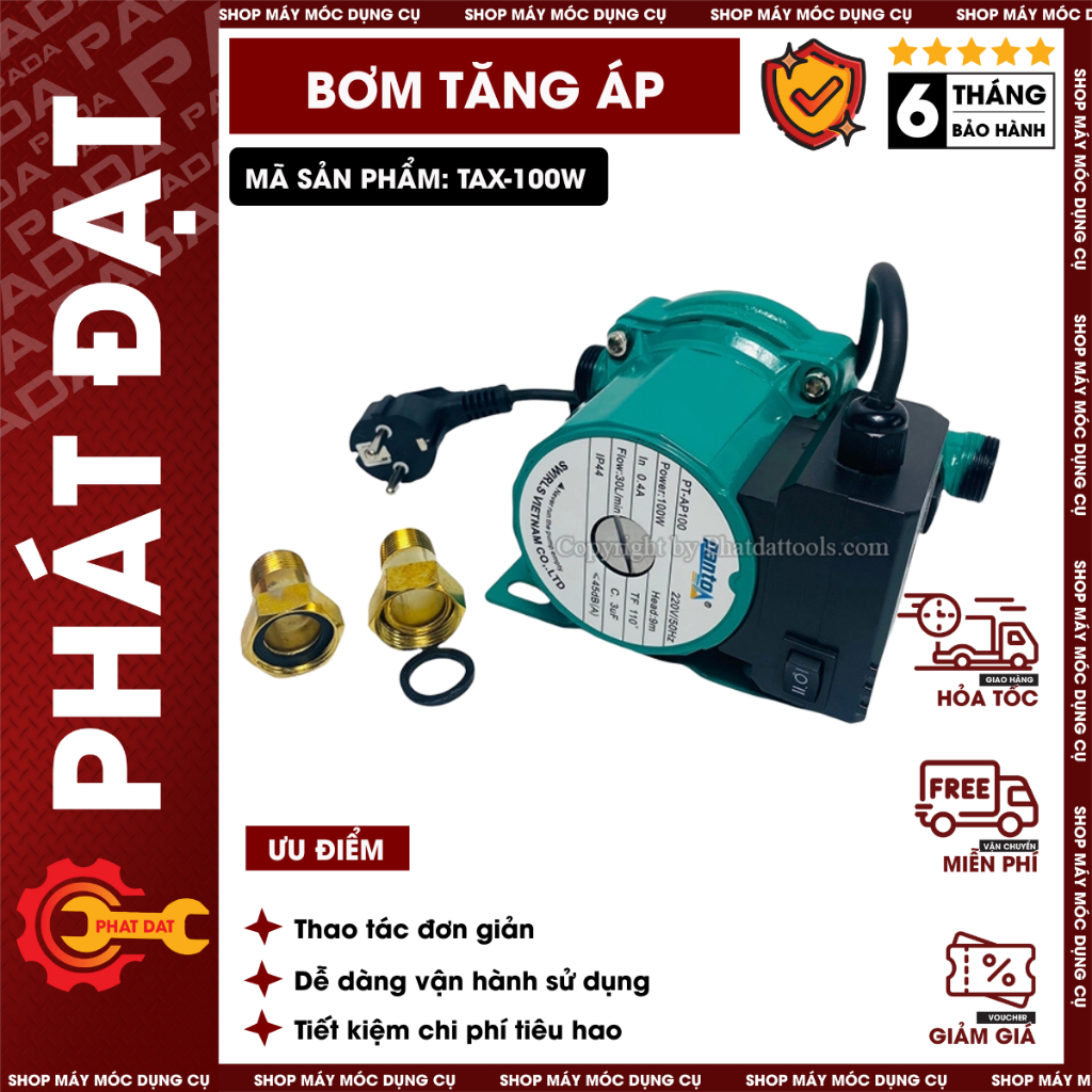 Máy bơm tăng áp nước nóng tự động PANTO PT-AP100 SWIRLS Vietnam-Công suất 100W-Bảo hành 6 tháng