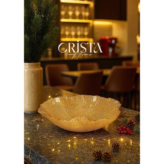 🌟 TÔ THỦY TINH VÂN LƯỚI CRISTA HOME 28CM CAO CẤP- MinAh- quả tặng Noel- Tết