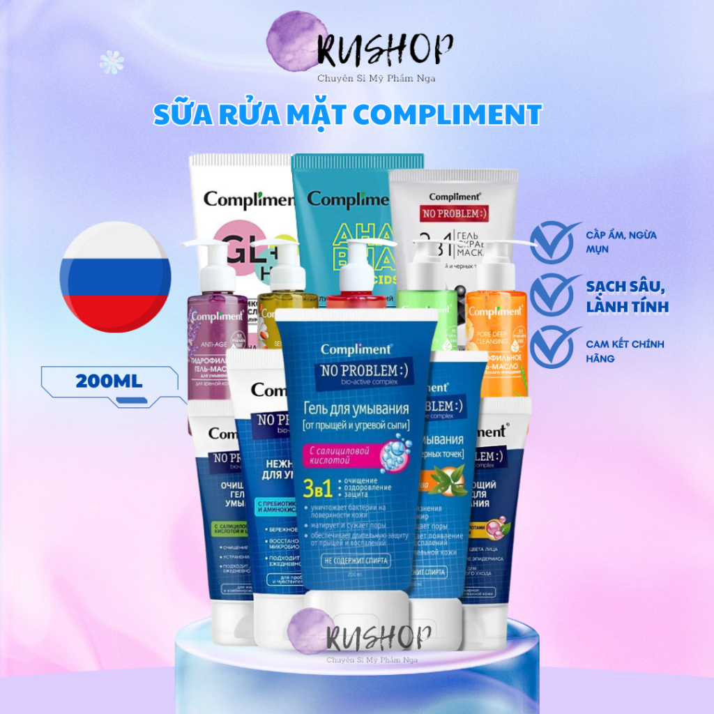Gel sữa rửa mặt Compliment No Problem giảm mụn