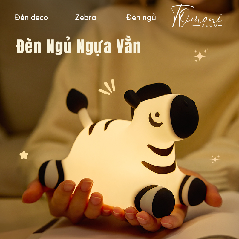 Đèn Ngủ Silicone Ngựa Vằn - Đèn Led Để Bàn Deco Phòng Ngủ, Làm Quà Tặng Sinh Nhật