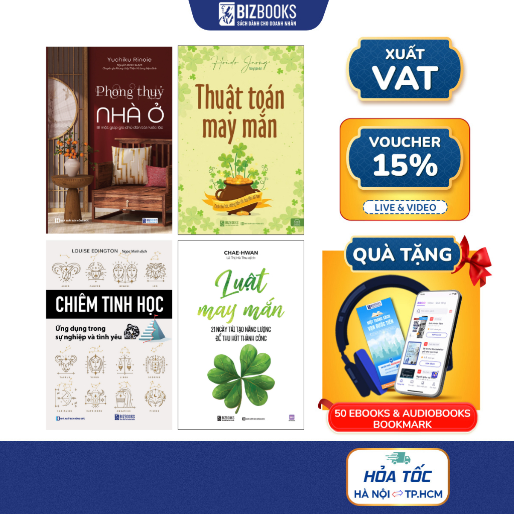 Sách Phong Thủy Nhà Ở, Thuật Toán May Mắn, Chiêm Tinh Học, Luật May Mắn - Bizbooks