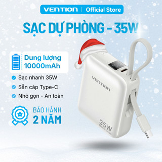  Sạc Dự Phòng 35W Vention 10000mAh Nhỏ Gọn Tiện Lợi Tích Hợp Cáp USB-C Hỗ Trợ PD Cho Điện Thoại Tai Nghe 