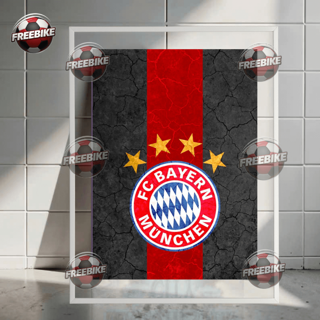 POSTER LOGO BAYERN MUNICH KHUNG BẰNG KÍNH PHA LÊ CAO CẤP