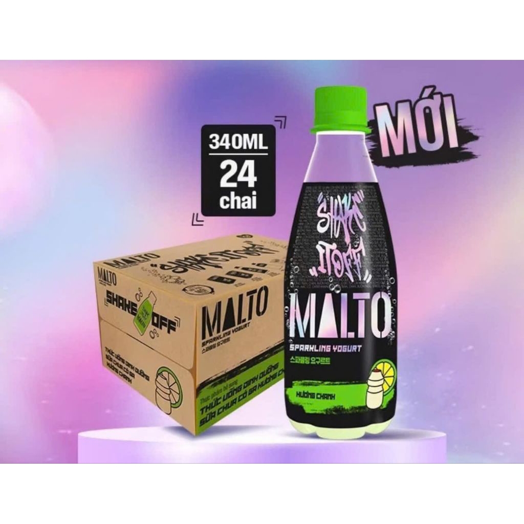 THÙNG SỮA CHUA CÓ GA MALTO  THÙNG 24 CHAI 340ml