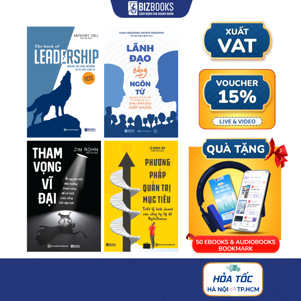 Sách - Phương Pháp Quản Trị Mục Tiêu, Tham Vọng Vĩ Đại, Lãnh Đạo Bằng Ngôn Từ, The Book Of Leadershi
