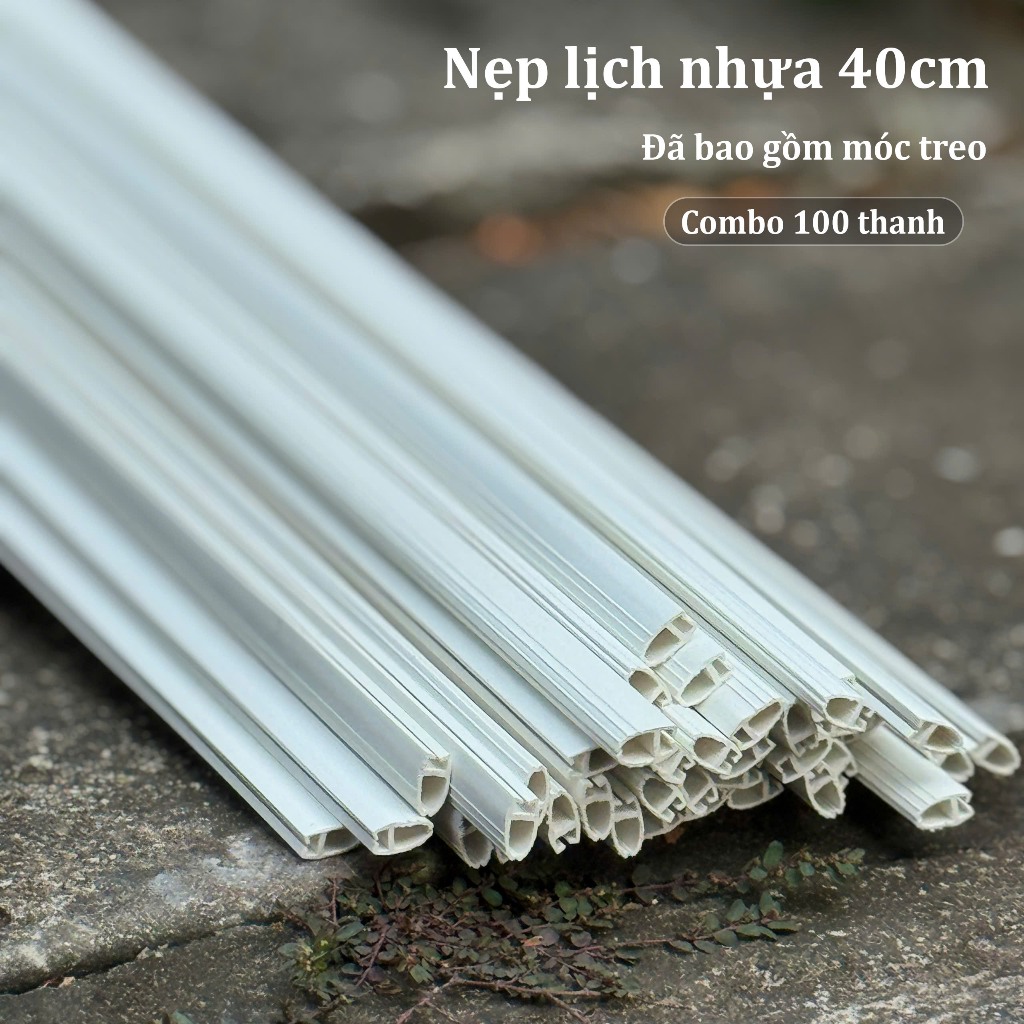 [40cm] Combo 100 thanh nẹp nhựa treo lịch, bản đồ, tranh ảnh thư pháp đã kèm tai treo