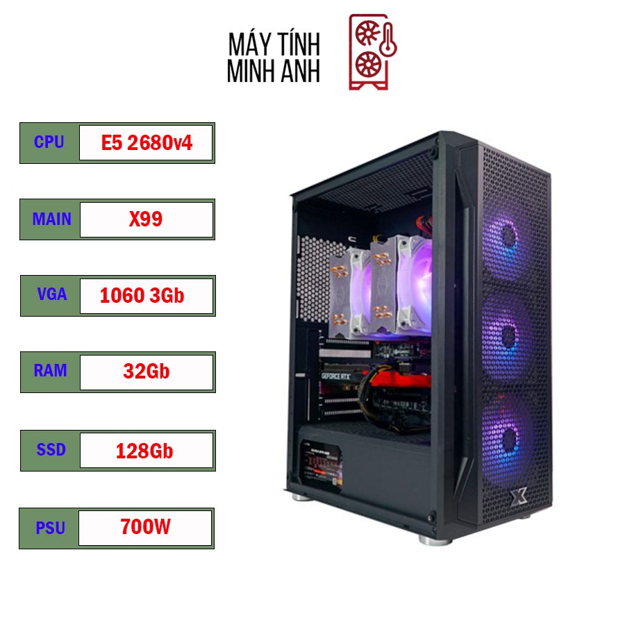 PC Dual Xeon Đôi Chuyên Giả Lập Render Chạy Ảo Hoá Dual E5 2680v4