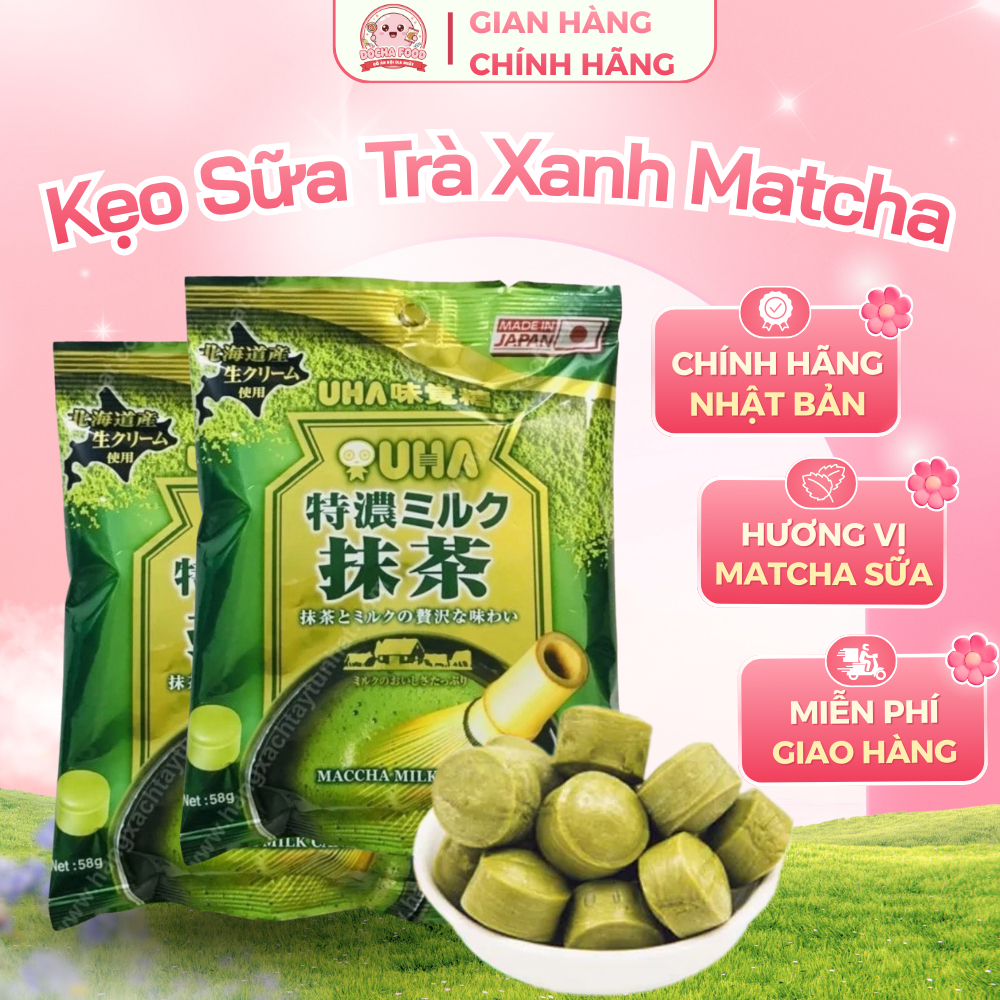 [Date 10/2027] Kẹo TRÀ XANH UHA MATCHA NGUYÊN CHẤT - Nội Địa Nhật 58g