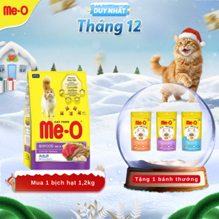   Mua 1 tặng 1 bánh thưởng  Thức ăn cho mèo Me-O hạt cho mèo vị cá ngừ  vị cá thu  vị hải sản gói 1,2kg  quà không + dồn 