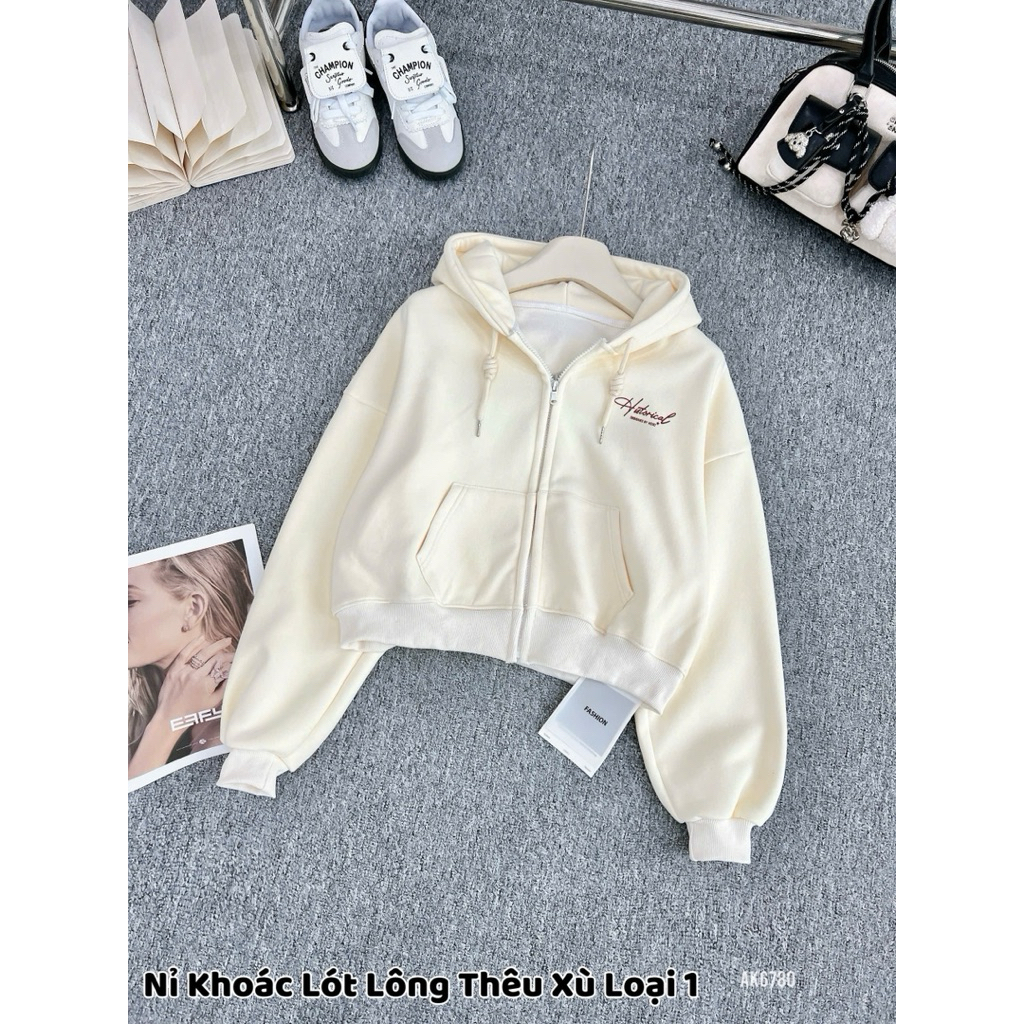 Áo khoác nỉ 2 da lót lông