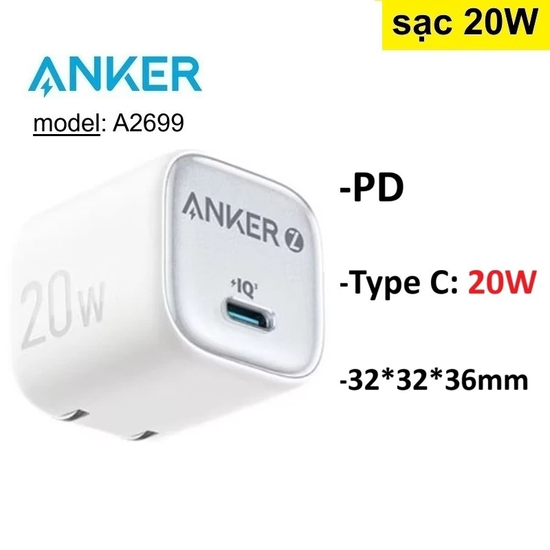 Củ sạc PD 20W Anker A2699 -Bảo Hành 12 tháng