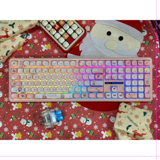  Bàn phím cơ fullsize Aula F108 3 chế độ kết nối   Led Rgb  Hotswap đã mod và Lube Tungcustom 