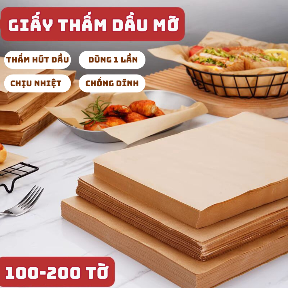 Giấy Thấm Dầu Mỡ Dùng Một Lần Chống Dính Chịu Nhiệt, Giấy Nến Dùng Nướng Bánh, Chiên Rán Tiện Lợi